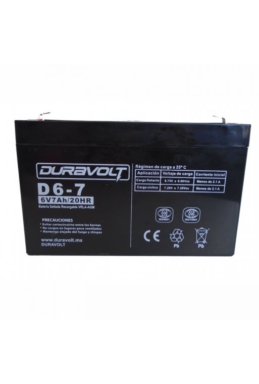 DS6-7 Batería Recargable Sellada de Acido Plomo 6V 7Ah