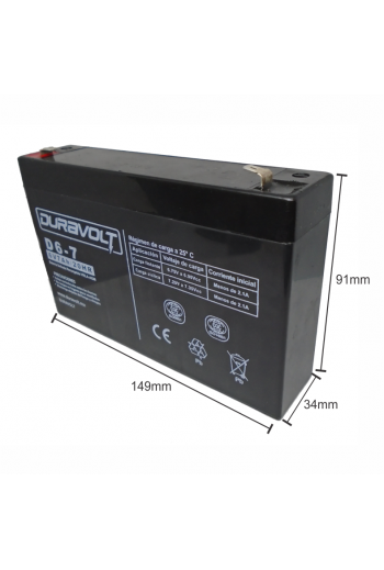 DS6-7 Batería Recargable Sellada de Acido Plomo 6V 7Ah
