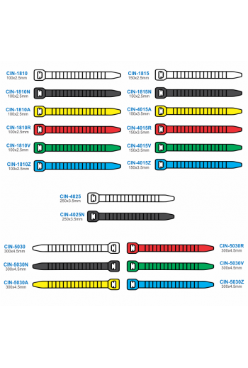 CIN-5030A Bolsa con 50 Cinchos Plásticos 50 lb, 300x4.5 mm, Amarillos 41022
