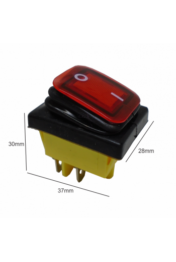 835-093 Switch Balancin Redondo con Piloto Color Amarillo 3 Pines 6A 250V / 10A 125V