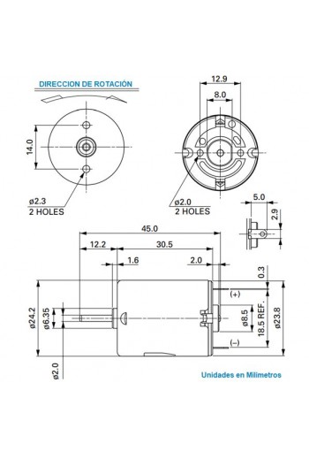 510-369 Motor de Corriente Directa, 4.5V a 12V, 7300RPM, RC-280SA-20120