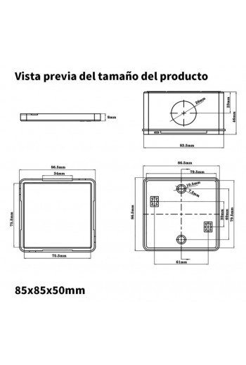 870-1004 Caja Estancas IP55 Nema 85x85x50mm con Conos y Tapa a Presión CCTV