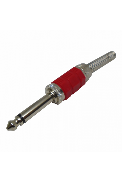 705-932 Plug 6.3mm Mono Metálico con Plástico Color Rojo