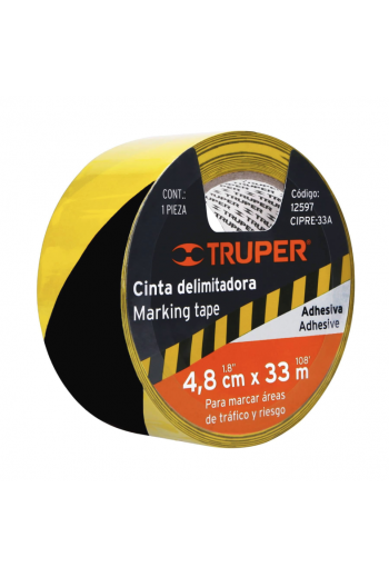 CIPRE-33A Cinta Delimitadora Amarilla con Negro 33 Metros