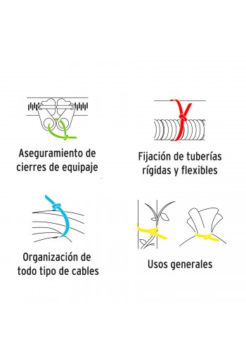 BCIN-1000C Bote Kit con 1000 Cinchos Plásticos en Colores y Medidas Surtidos Diferentes 44017