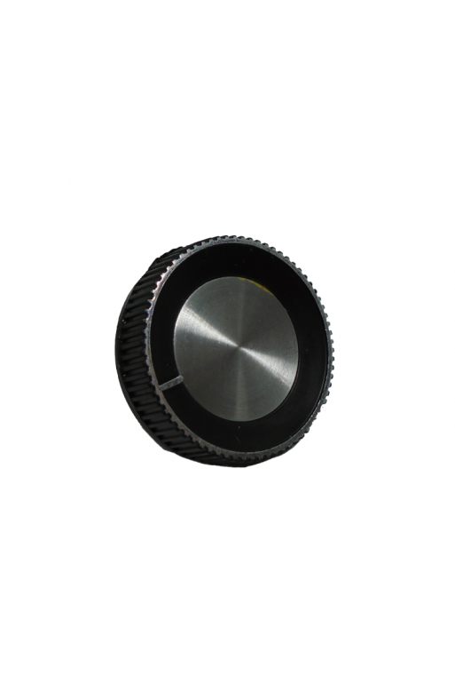 PE-NEG-PLA Perilla para Potenciometro Estriado Color Negro con Plata