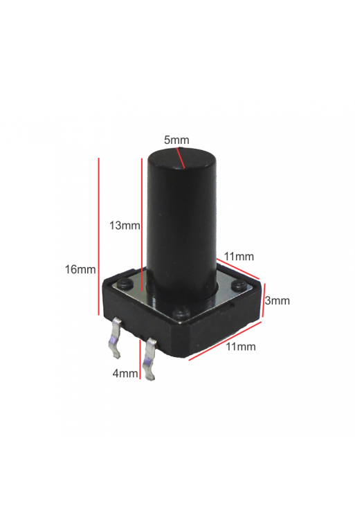 835-555-16MM Mini Switch Cuadrado Grande 4 Pines Boton 16MM