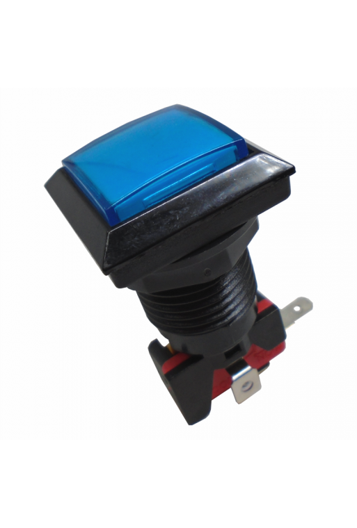 835-119 Boton Cuadrado para Maquinita Color Azul Con Microswitch y Piloto 3A 250V