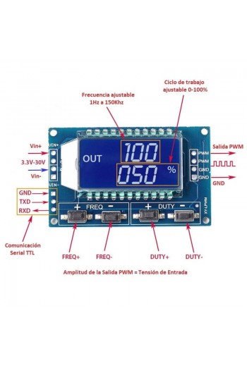 XS-437 Generador PWM 1 Canal con LCD 1Hz - 150KHz XY-LPWM