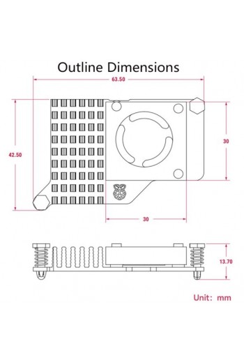 XS-515 Disipador de Calor y Ventilador para Raspberry PI 5 OFICIAL