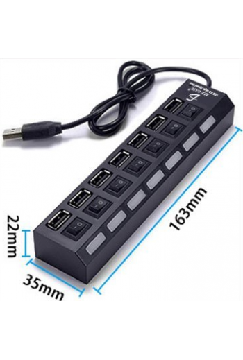 HUB14 Hub de 7 Puertos USB 2.0 Alta Velocidad con Switch Individual