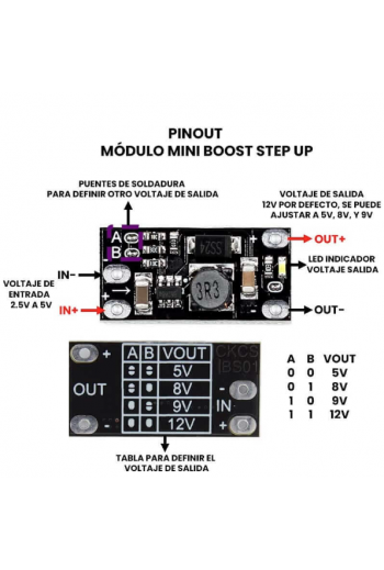 XS-243 Módulo Elevador de voltaje STEP-UP BOOST, con Ajuste
