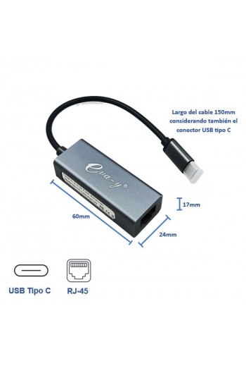 130-1004 Adaptador USB 2.0 Tipo C a Puerto de Red LAN Ethernet Internet RJ45