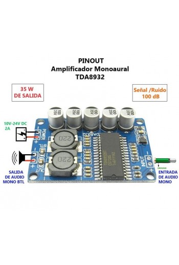 XS-280 TDA8932 Modulo Amplificador Monoaural 30W 12-24VDC