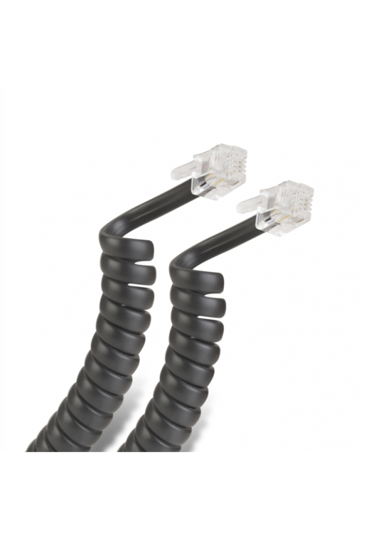 863-606 Cable Telefónico para Auricular Color Negro 2.5M RJ-9 RJ9 Espiral