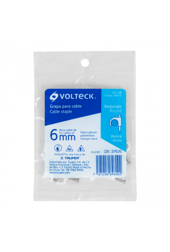 GCU-6B Bolsa con 20 Grapas Blancas de 6 mm para Cable Redondo, Teléfono, Coaxial 48272