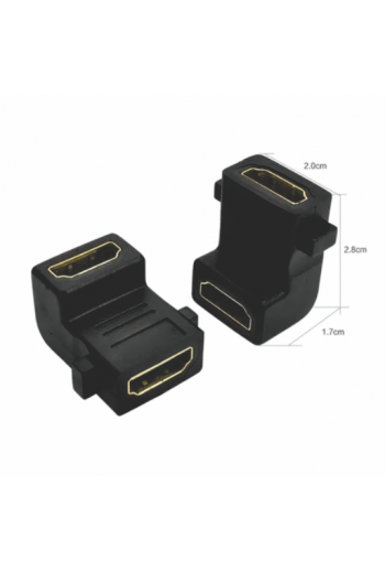 705-203 Adaptador Cople Unión HDMI Hembra a HDMI Hembra, en Angulo, en L, Para Atornillar