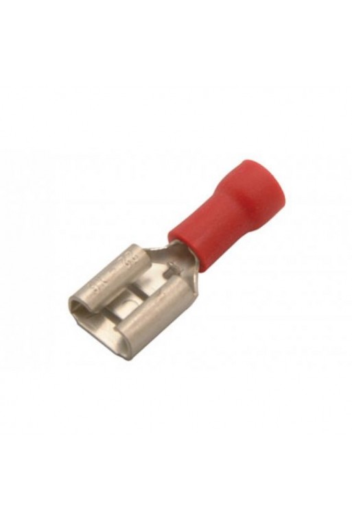 TF-1-4 Terminal de Laton Faston Hembra con Forro Rojo TFA-1/4L