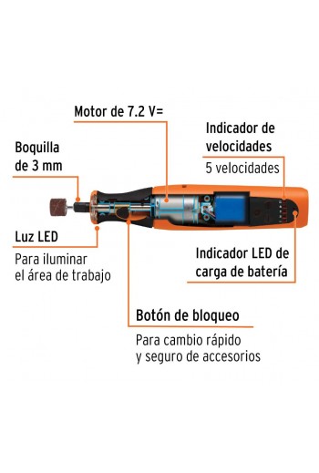 MOTO-AI Herramienta Rotativa Inalámbrica Mototool Mini Taladro Profesional 7.2V con Accesorios 102271