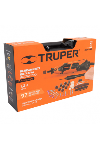 MOTO-A2 Herramienta Rotativa Mototool Mini Taladro Profesional 150W con 97 Accesorios 17449