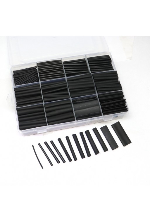 XS-581 Kit de Thermofit con 650 Piezas de Color Negro y Estuche Organizador