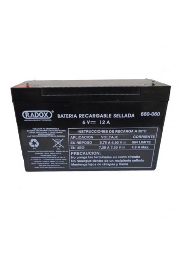 660-060 Bateria Recargable Sellada de Acido Plomo 6V 12A