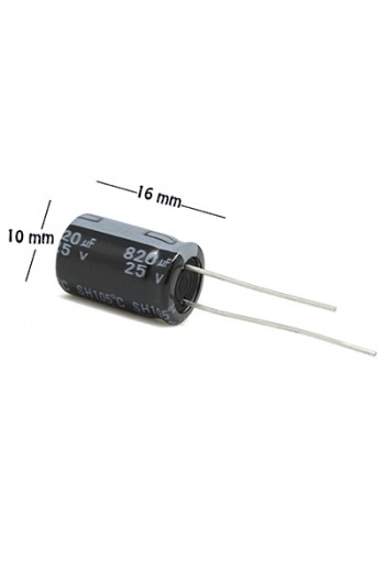 CE-820-25V Capacitor Electrolítico 820uF 25V 105C