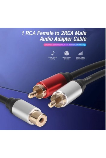 080-235 Cable Divisor 2 Plug Macho RCA a 1 Plug Hembra RCA 50cm, Splitter, Dorado