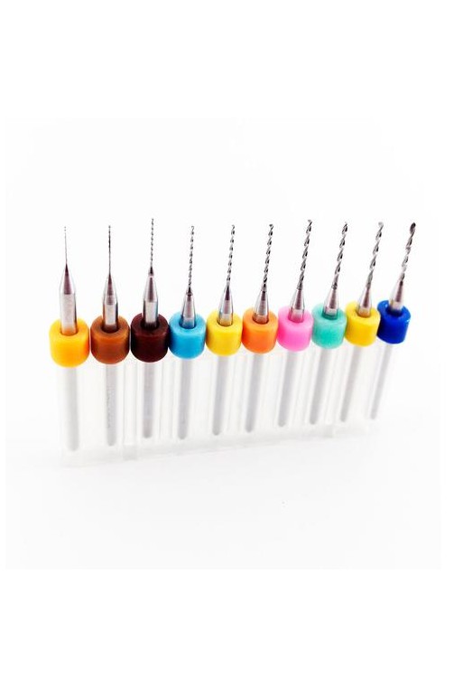 KIT-228 Kit de 10 Brocas Fresas 0.3-1.2mm para PCB