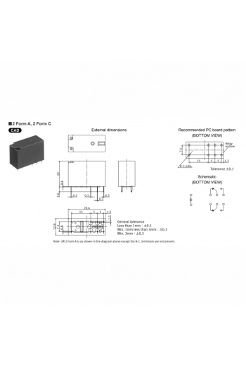 JW2HN-DC5V Relevador 5V 5A 250V 8 Pines