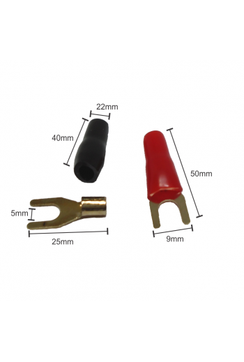 520-790 Kit de Terminales con Aislante Tipo U, Para Cables Calibre 0 AWG 4 piezas. Color Negro y Rojo