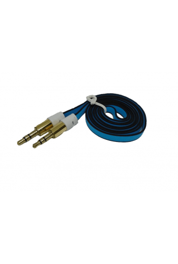 080-011 Cable Plano Para Audio Plug de 3.5 a Plug 3.5 8 Terminales Color Azul 1m