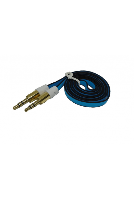 080-011 Cable Plano Para Audio Plug de 3.5 a Plug 3.5 8 Terminales Color Azul 1m