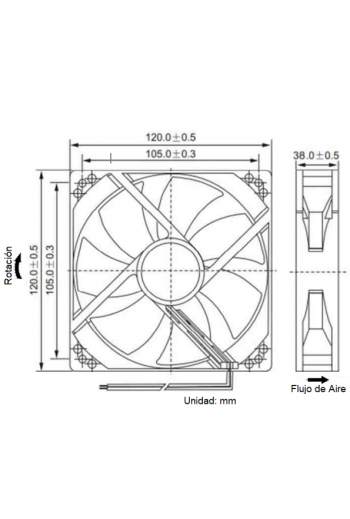 510-7014 Ventilador 120x120x38mm, 24V 0.30A, FSY12B24HH