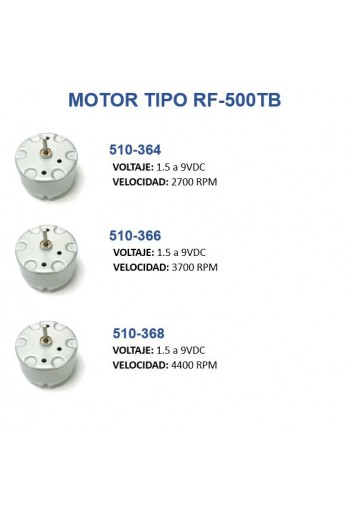 510-364 Motor Eléctrico 1.5 a 12 VDC, 2700RPM, RF-500TB-12560