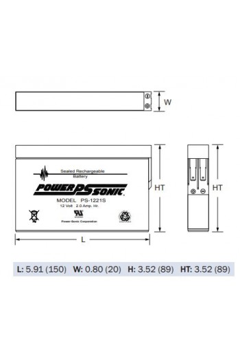 PS1221S Batería Recargable Sellada de Acido Plomo 12V 2A Terminal F1