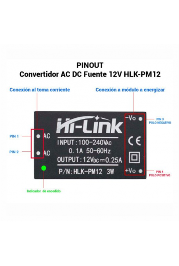 XS-378 Convertidor Fuente AC-DC 12V 250mA HLK-PM12 HI-LINK