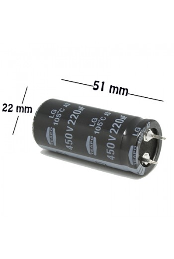 CE-220-450V Capacitor Electrolítico 220uF 450V 105C Radial