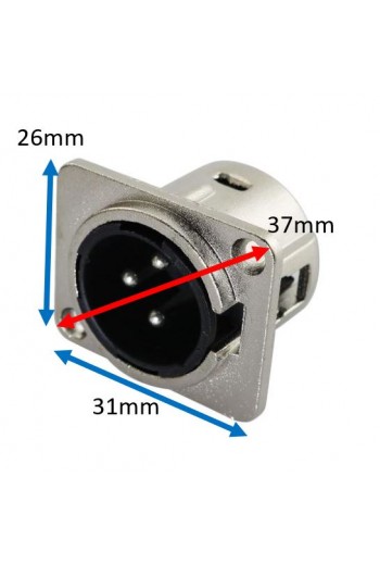 705-795 Plug para Chasis Tipo Cannon XLR con 3 Pines, Metálico, para Cable