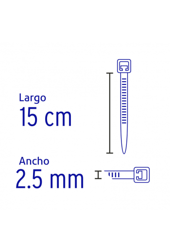 CIN-1815 Bolsa con 100 cinchos plásticos 18 lb, 150x2.5 mm, naturales 44301