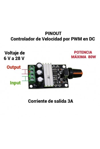 XS-256 Módulo Control De Velocidad PWM 6V~28V 3A 80W para Motor DC 1203B