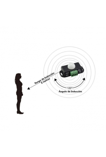 XS-432 Sensor Pirolico  PIR de Movimiento 12 a 24V 8A, con Ajuste de Tiempo