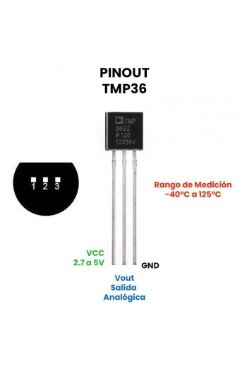 TMP36 Sensor de Temperatura  -40 °C a +125 °C TO-92-3