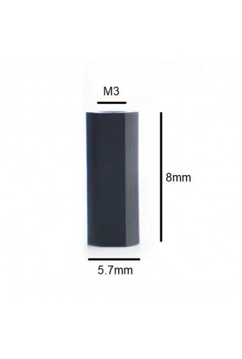 SEP-PLA-8H Separador Hexagonal Hembra Hembra M3 8mm de Nylon Plástico