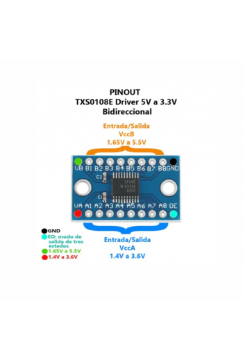 XS-398 Modulo Bidireccional Nivel Lógico 5V a 3.3V TTL, 8 Canales, TXS0108E