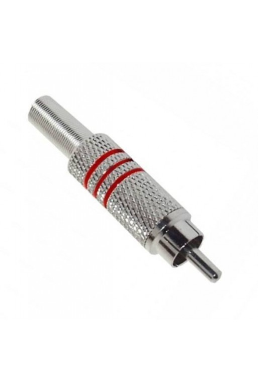 705-834 Plug RCA Metálico Franja Color Rojo con Resorte