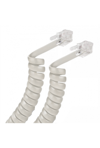 863-605 Cable Telefónico para Auricular Color Blanco 2.5M RJ-9 RJ9 Espiral