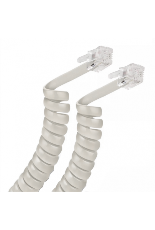 863-605 Cable Telefónico para Auricular Color Blanco 2.5M RJ-9 RJ9 Espiral