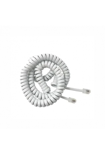 863-605 Cable Telefónico para Auricular Color Blanco 2.5M RJ-9 RJ9 Espiral
