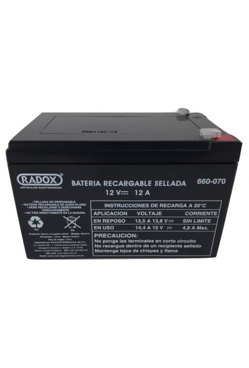 660-070 Bateria Recargable Sellada de Acido Plomo 12V 12A